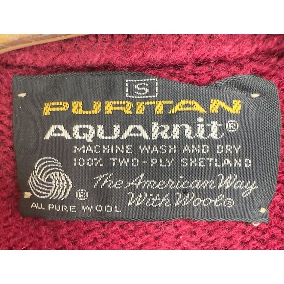 Vintage Puritan Aquaknit Sweater Adults S Red Pure Wool 100% 2 Ply Shetland - Picture 6 of 11